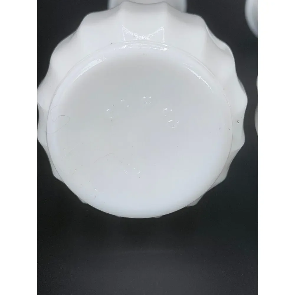 Vintage CLG Co Milk Glass Bud Vases Set of 2 Fluted Scalloped Rim 9.25in